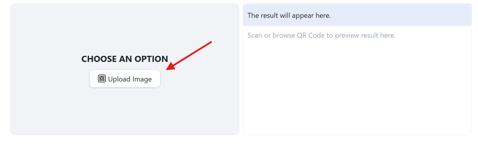 Image of the QR Code Scanner tool interface